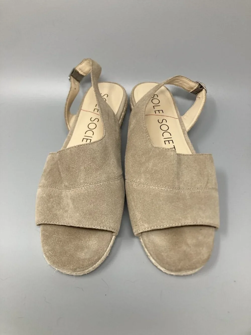 Sole Society Suede Espadrille Slingback Sandals Taupe Sz 8.5